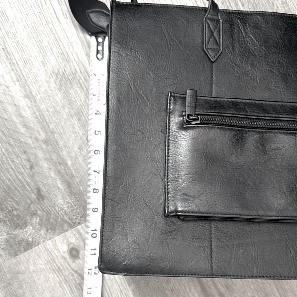 BEIS Vegan Leather Black Structured Work Tote w/Handles & Crossbody Strap - Picture 4 of 16